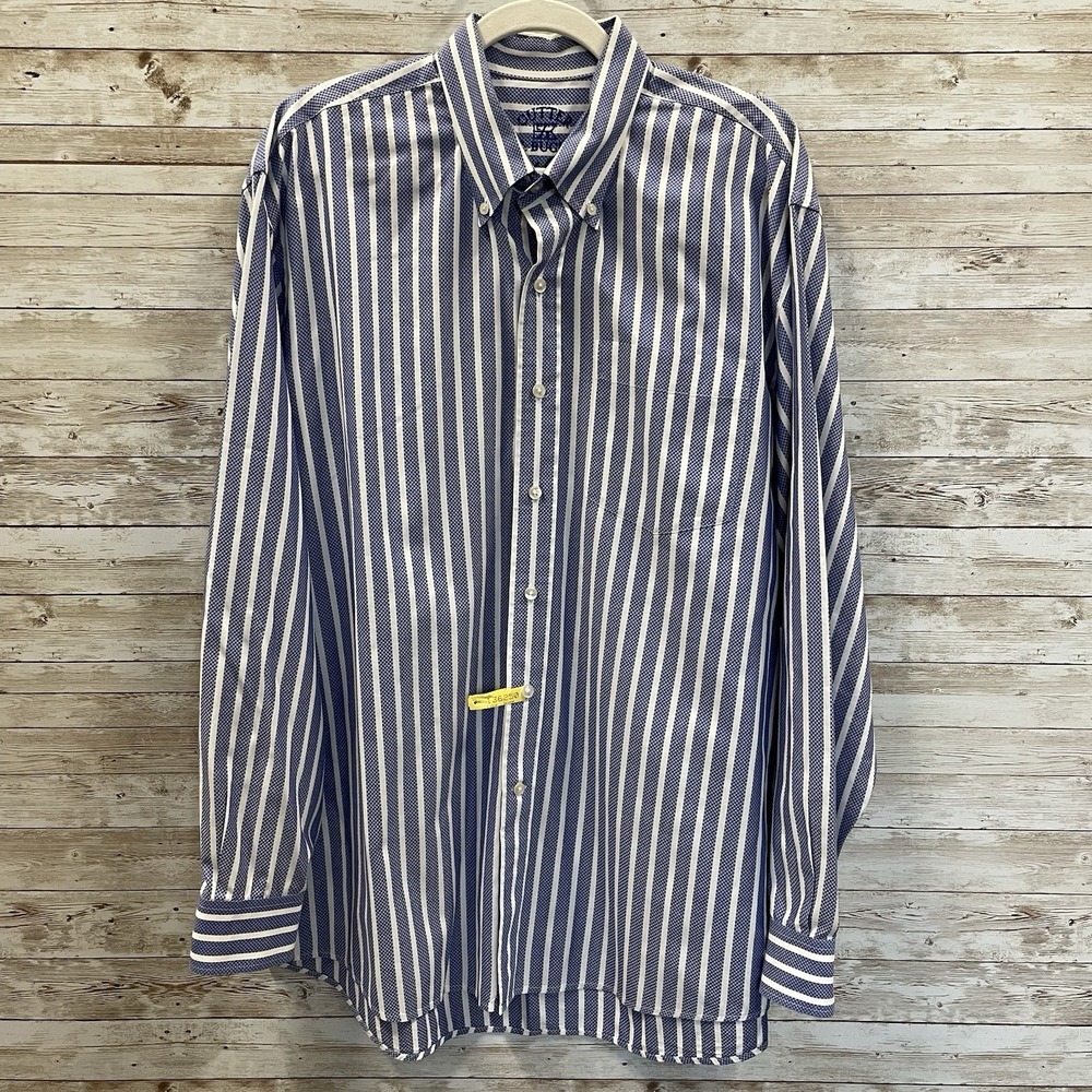 Cutter & Buck Mens XL Shirt Long Sleeve Button Down Blue & White‎ Stripe Cotton